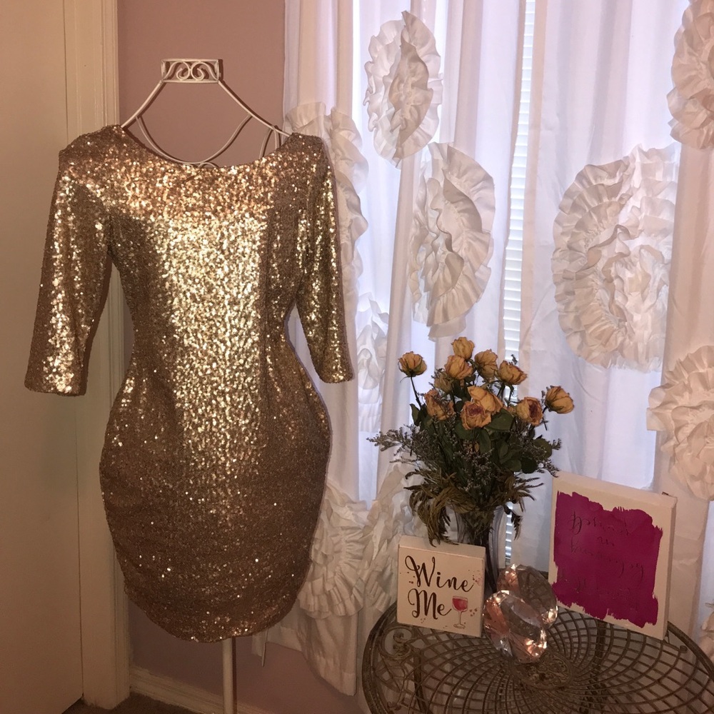 Sapphire Dolls Gold Bodycon Sequin Dress